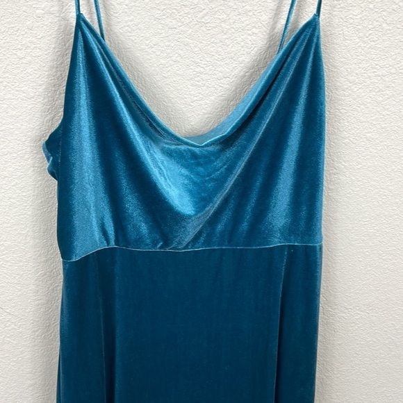 NWT After Six Cowl Neck Velvet Gown Bridesmaid Dress Dutch Blue 1541 Sz 16 - Picture 3 of 12